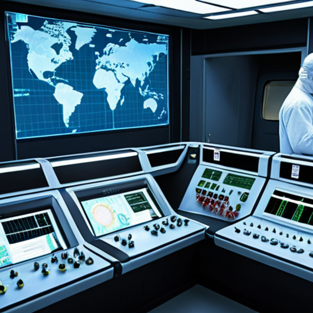 **Reactor Safety Enhancement:** A futuristic nuclear reactor control room with advanced safety systems displayed on holographic screens. Engineers in clean suits are monitoring the data, emphasizing redundancy and passive safety features (like Small Modular Reactors - SMRs).  The scene highlights international collaboration and data sharing between scientists.