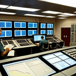 **

> Nuclear power plant control room, engineers monitoring systems, focus on foundational knowledge textbooks in the foreground (physics, thermodynamics, electrical engineering).

**