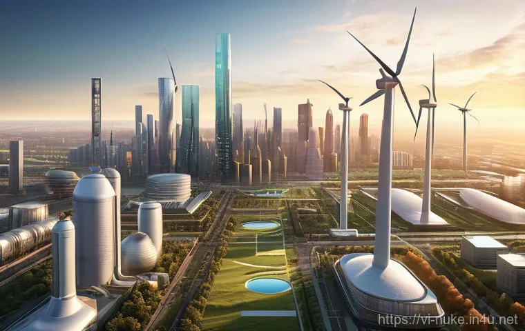 원자력 기술의 글로벌 동향 - A cutting-edge, secure data center facility with striking, contemporary architecture, directly power...