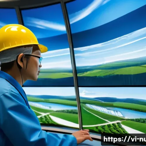 원자력 기술의 해외 수출 사례 - A highly detailed futuristic nuclear power plant in Vietnam, showcasing advanced VVER-1200 reactor t...